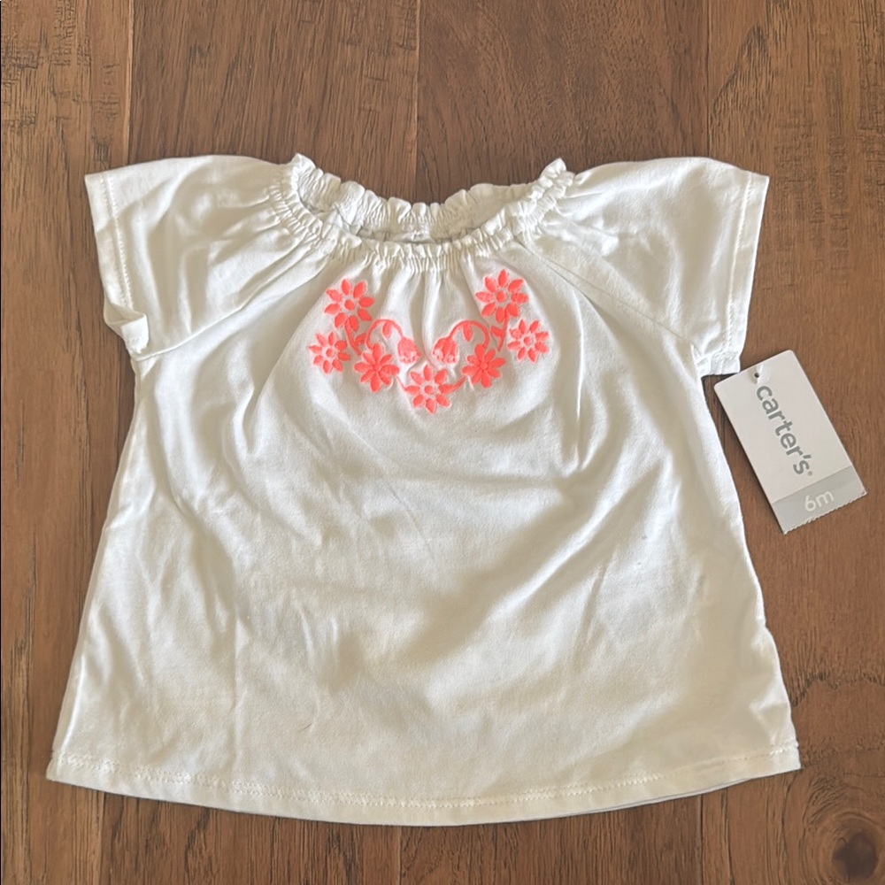Carter's White and Pink Floral Kids Top